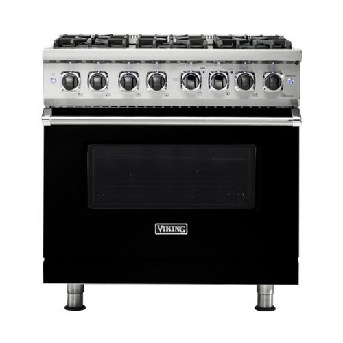 Viking - 5.6 Cu. Ft. Self-Cleaning Freestanding Dual Fuel LP Gas Convection Range - Black-Front_Standard 