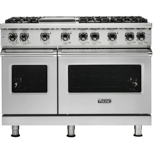 Front. Viking - 6.1 Cu. Ft. Freestanding Double Oven LP Gas Convection Range - Stainless Steel.