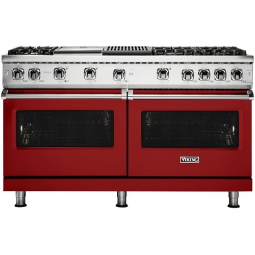 Viking - Freestanding Double Oven Gas Convection Range - Apple red-Front_Standard 