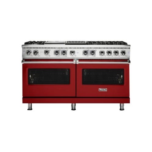Viking - Self-Cleaning Freestanding Double Oven Dual Fuel Convection Range - Apple red-Front_Standard 