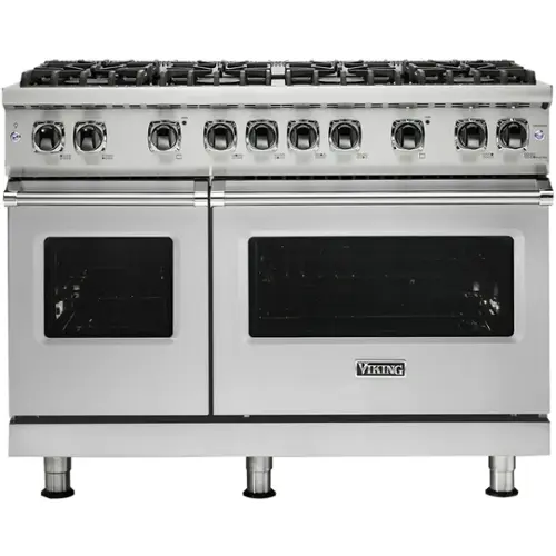 Front. Viking - Professional 5 Series 6.1 Cu. Ft. Freestanding Double Oven LP Gas Convection Range - Stainless Steel.