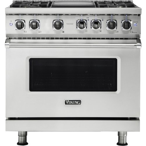 Viking - 5.6 Cu. Ft. Self-Cleaning Freestanding Dual Fuel Convection Range - Stainless steel
