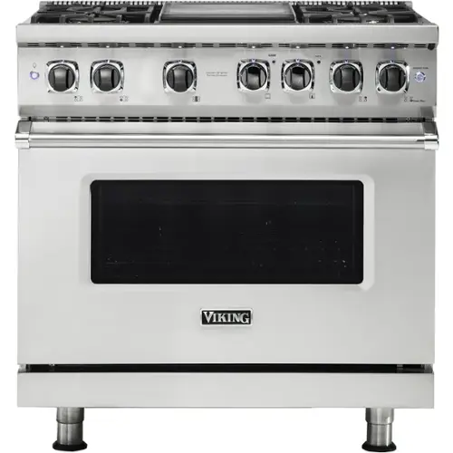 Front. Viking - 5-Series 5.6 Cu. Ft. Self-Cleaning Freestanding Dual Fuel Convection Range - Stainless steel.