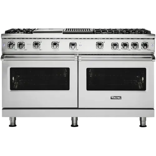 Front. Viking - 8 Cu. Ft. Freestanding Double Oven LP Gas Convection Range - Stainless Steel.