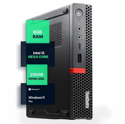 Lenovo - Refurbished Excellent - M720Q Mini Desktop PC, Intel Core i5-8400T up to 3.3GHz, 8GB DDR4 RAM, 250GB NVMe SSD, 600M USB WiFi, Win11 Pro - Black-Front_Standard