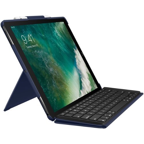 Logitech - Slim Combo Keyboard Folio Case for Apple® 12.9-Inch Ipad® Pro - Blue-Front_Standard 