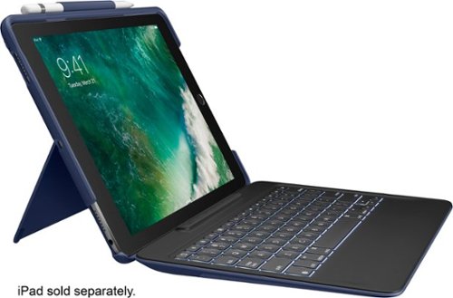 Logitech - Slim Combo Keyboard Folio Case for Apple® 10.5-Inch iPad® Pro - Blue-Front_Standard 