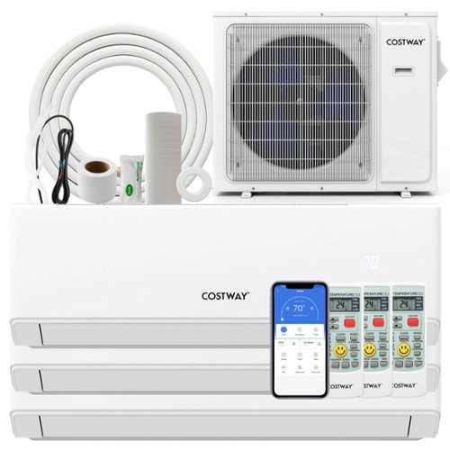 Costway - 30k BTU 3 Zone 7k + 7k + 9K BTU Mini Split Air Conditioner 23 SEER2 Wifi Enabled - White-Front_Standard 