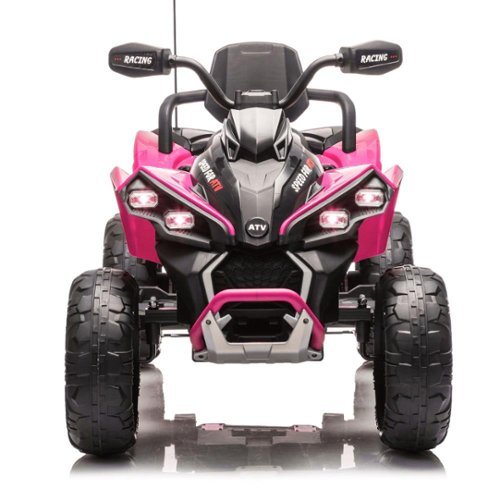 BreeBe - 24V Kids XXXL Electric ATV ride on with Parental Control, Suspension, Music, Lights, USB, MP3, Bluetooth, Ages 3-12 - Black,Pink-Front_Standard 