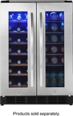 Insignia™ - 42 Bottle or 114 Can Built-in Dual Zone Wine and Beverage Cooler - Stainless steel - Front_Standard