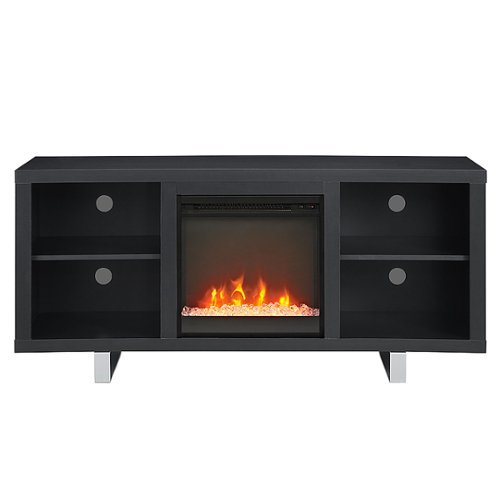 Walker Edison - Modern Open Storage Fireplace TV Stand for Most TVs up to 65" - Black