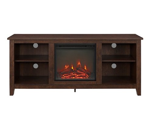 Walker Edison - Open Storage Fireplace TV Stand for Most TVs Up to 65" - Traditional Brown