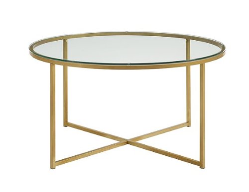 Walker Edison - Modern Glam Round Coffee Table - Glass-Front_Standard 