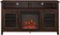 Walker Edison - Tall Glass Two Door Soundbar Storage Fireplace TV Stand for Most TVs Up to 65" - Traditional Brown-Front_Standard 