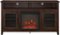 58" Tall Glass Two Door Soundbar Storage Fireplace TV Stand for Most TVs Up to 65"-Front_Standard
