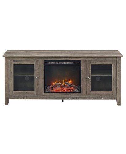 Walker Edison - Traditional Two Glass Door Fireplace TV Stand for Most TVs up to 65" - Grey Wash