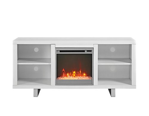 Walker Edison - Modern Open Storage Fireplace TV Stand for Most TVs up to 65" - White