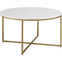 Walker Edison - Modern Glam Round Coffee Table - Faux Marble