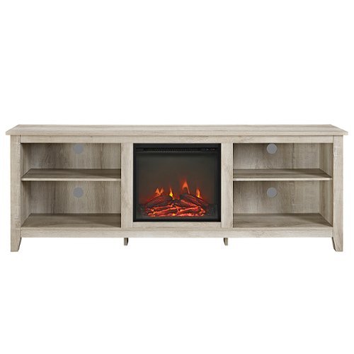 Walker Edison - Open Storage Fireplace TV Stand for Most TVs Up to 85" - White Oak