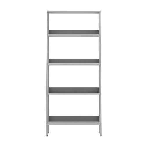Walker Edison - 55" Leaning Ladder 4-Shelf Bookcase - Gray-Front_Standard 