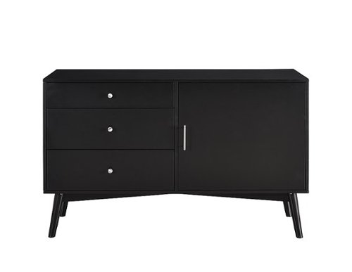 Walker Edison - Angelo Mid Century Modern TV Stand Cabinet for Most Flat-Panel TVs Up to 55" - Black