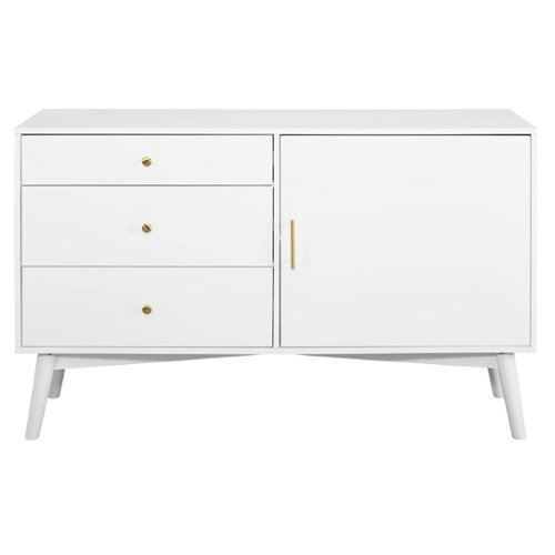 Walker Edison - Angelo Mid Century Modern TV Stand Cabinet for Most Flat-Panel TVs Up to 55" - White