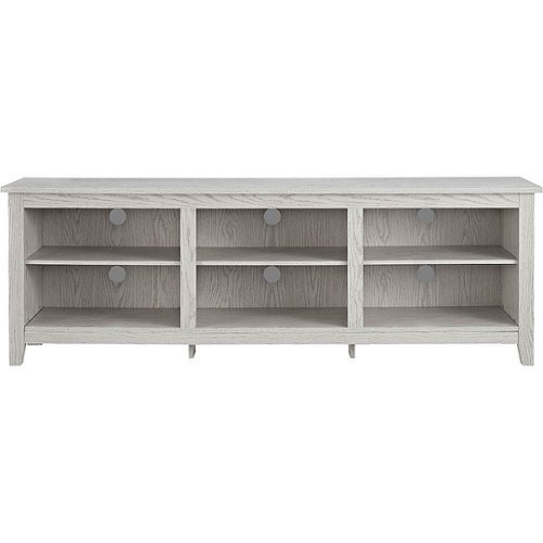Walker Edison - Modern 70" Open 6 Cubby Storage TV Stand for TVs up to 80" - White Wash