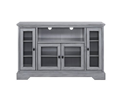 Walker Edison - Highboy Media Stand for Most TVs Up to 55" - Antique Grey-Front_Standard 