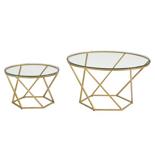 Walker Edison - Geometric Nesting Table Set - Glass & Gold-Front_Standard 
