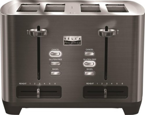 Bella - Pro Series 4-Slice Wide-Slot Toaster - Black Stainless Steel