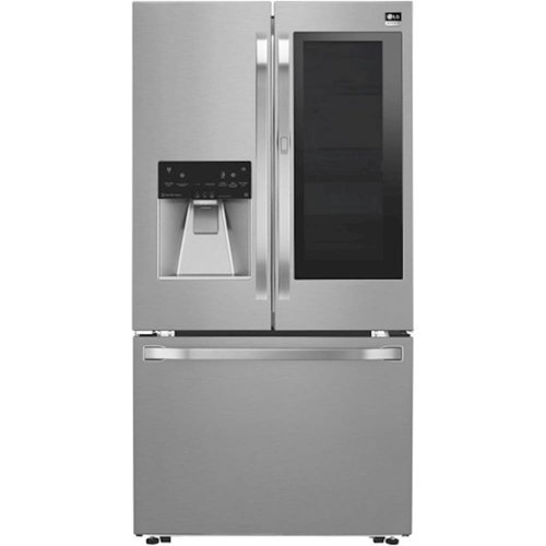 LG - STUDIO InstaView Door-in-Door 23.5 Cu. Ft. French Door Counter-Depth Refrigerator with Water and Ice Dispenser - Stainless Steel-Front_Standard 