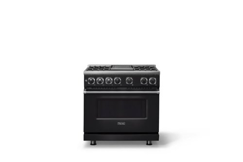 Viking - 36 in. Wide 4 Burner Dual Fuel Sealed Burner Range with Griddle-Onyx - Onyx-Front_Standard 