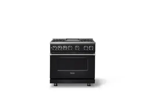 Front. Viking - 36 in. Wide 4 Burner Dual Fuel Sealed Burner Range with Griddle-Onyx - Onyx.