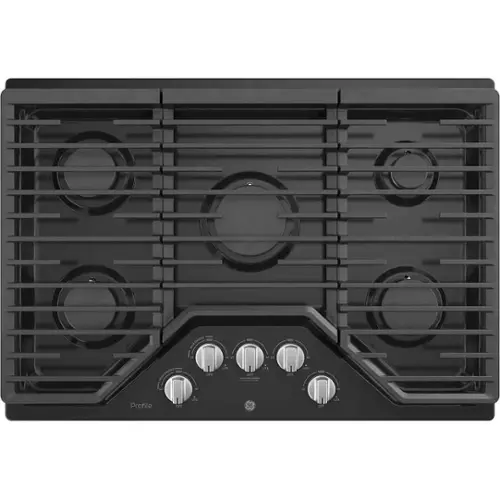 Front. GE - Profile Series 30" Built-In Gas Cooktop - Black.