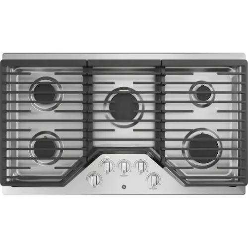 Front. GE - 36" Built-In Gas Cooktop - Stainless Steel.