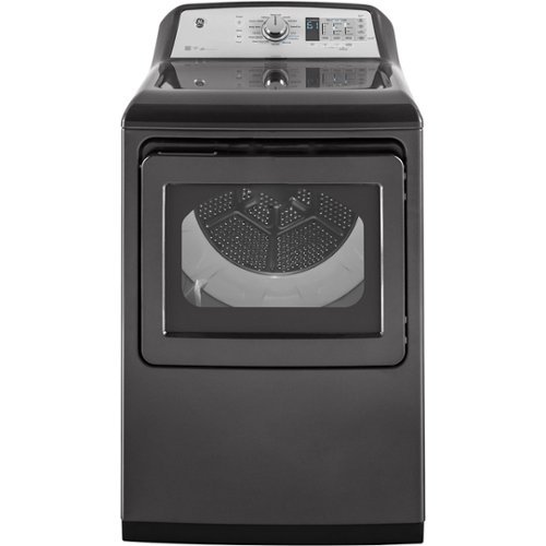 GE - 7.4 Cu. Ft. 14-Cycle Electric Dryer with Steam - Diamond Gray-Front_Standard 