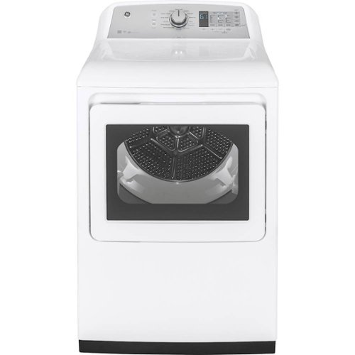  GE - 7.4 Cu. Ft. 14-Cycle Gas Dryer with Steam - White/Silver Backsplash