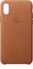 Apple - iPhone® X Leather Case - Saddle Brown-Front_Standard