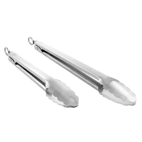 Martha Stewart - 2 Piece Stainless Steel Tongs - Silver-Front_Standard 