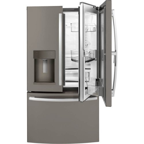 GE - 27.8 Cu. Ft. French Door in Door Refrigerator with Water and Ice Dispenser - Slate