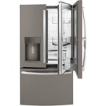GE - 27.7 Cu. Ft. French Door-in-Door Refrigerator with External Water & Ice Dispenser - Fingerprint resistant slate - Front_Standard