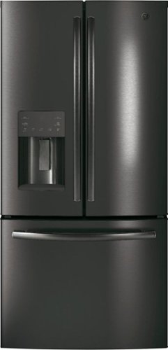 GE - 23.6 Cu. Ft. French Door Refrigerator - Black stainless steel