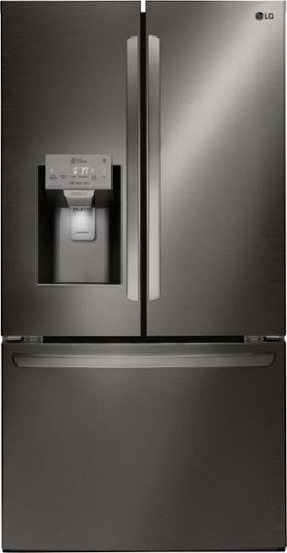 LG - 27.9 Cu. Ft. French Door Smart Refrigerator with External Tall Ice and Water Dispenser - Black Stainless Steel