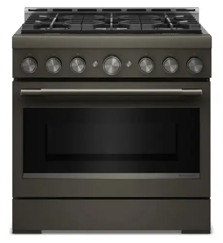 Front. KitchenAid - 5.1 Cu. Ft Commercial Gas Range with No Preheat Air Fry Mode and 6 Burner - Black Ore.