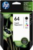 HP - 64 2-Pack Standard Capacity Ink Cartridges - Black/Tri-color-Front_Standard