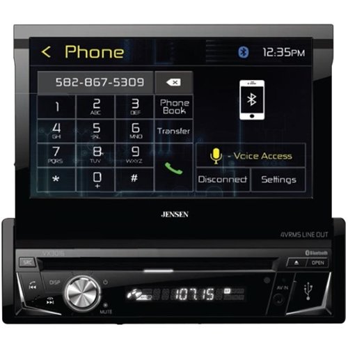 Jensen - In-Dash CD/DVD/DM Receiver - Built-in Bluetooth - Satellite Radio-ready - Black-Front_Standard 
