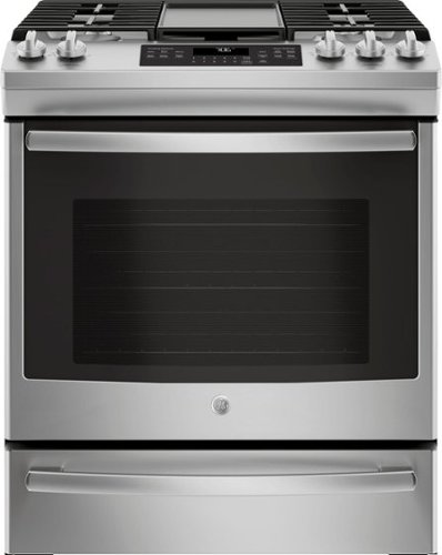  GE - 5.6 Cu. Ft. Slide-In Gas Convection Range - Stainless Steel