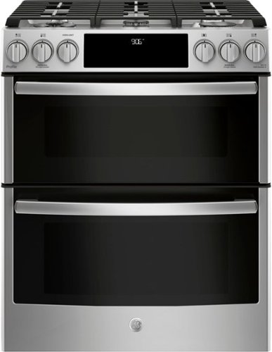  GE - Profile Series 6.7 Cu. Ft. Slide-In Double Oven Gas Convection Range - Stainless Steel