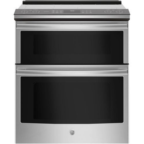 GE - 6.6 Cu. Ft. Slide-In Double Oven Electric Convection Range - Stainless Steel