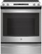 GE - 5.3 Cu. Ft. Slide-In Electric Convection Range - Stainless Steel-Front_Standard